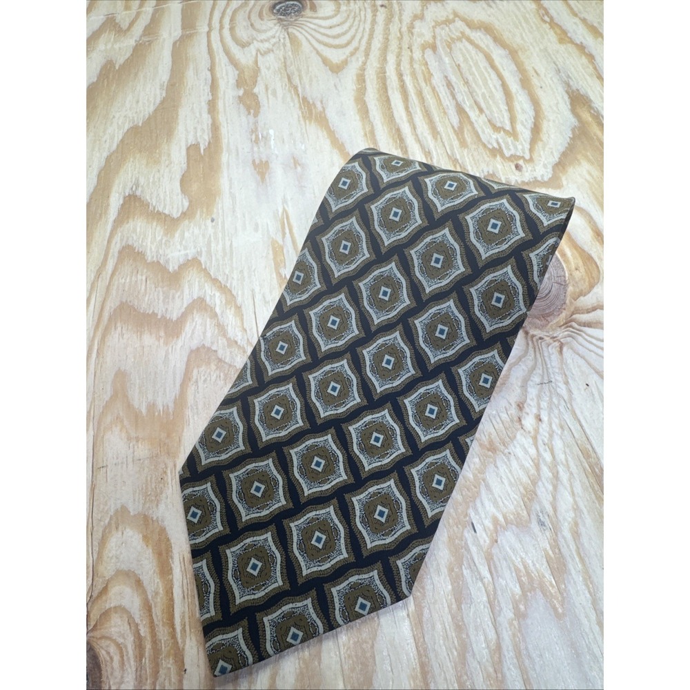 Giorgio Armani Cravatte Luxury Black Brown Tie Wide Geometric Designer Italy